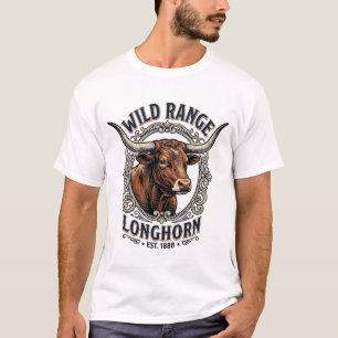 Longhorn Stier Grafische Vintage Gravure Western K T-shirt