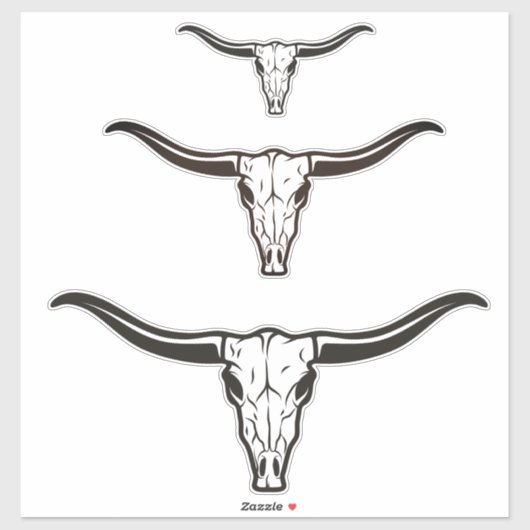 Longhorn triple stack schedel stickers (Vel)
