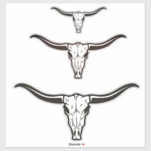 Longhorn trois autocollants de crâne à pile