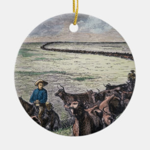 Longhorn, vee, van Texas naar Abilene, Kansa Keramisch Ornament
