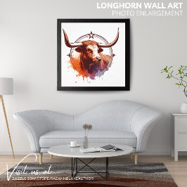 Longhorn Wall Art Foto Vergroting Afdruk