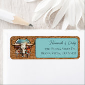 Longhorn Western Medallion Adreslabel Etiket (Insitu)