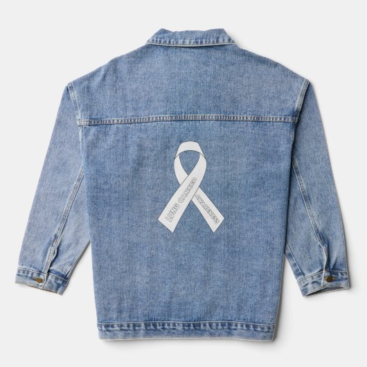 Longkanker Awareness Ribbon Denim Jacket (Achterkant)