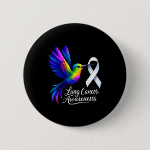 Longkankerbewustzijn Overlevende Vogel Kunstwerk Ronde Button 5,7 Cm