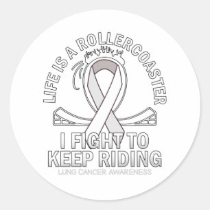 Longkankerbewustzijn witte lint ronde sticker