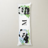 Longs Cute Pandas personnalisé monogramme corps coussins (Dos (Vertical))