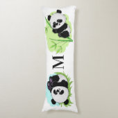 Longs Cute Pandas personnalisé monogramme corps coussins (devant Vertical)