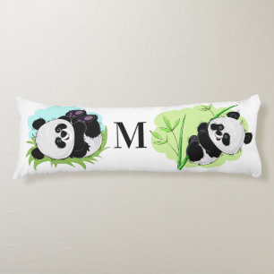 Longs Cute Pandas personnalisé monogramme corps coussins