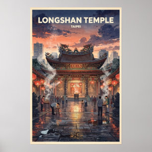 Longshan Tempel Taipei Vintage Reis Poster