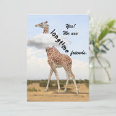 Longtime friends - with Giraffe photo Feestdagenkaart (Staand voorkant)
