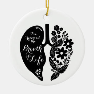 Longtransplantatie Wildflower Breath of Life Black Keramisch Ornament