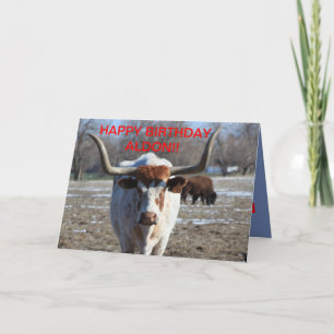 Longue carte d'anniversaire de vache à klaxon