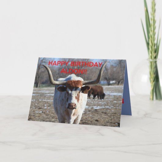 Longue carte d'anniversaire de vache à klaxon (Devant)