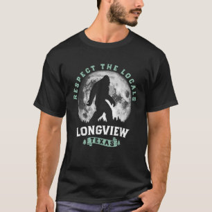 Longview Texas Bigfoot Nachtwandeling Retro Maan T-shirt