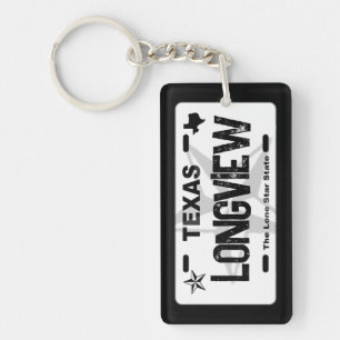 Longview Texas zwarte licentie bord sleutelhanger