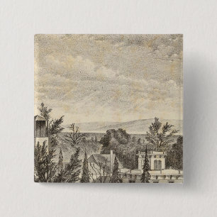 Loningen, boerderij vierkante button 5,1 cm