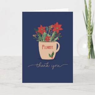 Loodgieter Bedankt bij Christmas Poinsettias Kaart