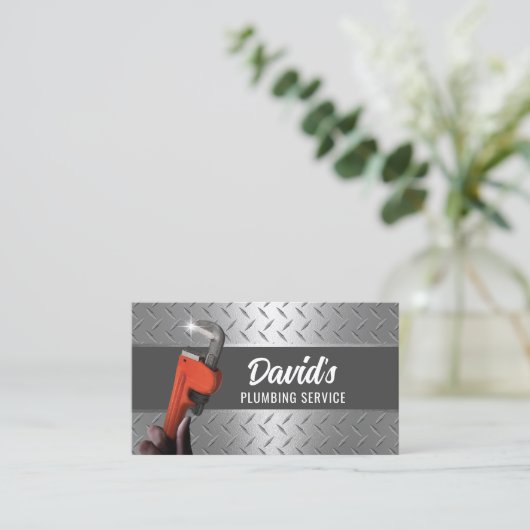 Loodgieter Pijp Moersleutel Metaal Professioneel L Visitekaartje (Staand voorkant)