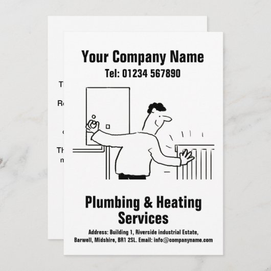 Loodgieter & Verwarming Services Cartoon Design Ka Feestdagenkaart (Voorkant / Achterkant)