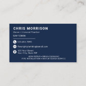 Loodgieterij Elegant Navy Blue Visitekaartje (Achterkant)