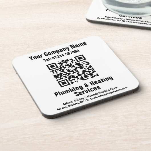 Loodgieterswerk en verwarming QR Code Design Bier Onderzetter (Linkerzijde)