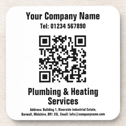Loodgieterswerk en verwarming QR Code Design Bier Onderzetter (Voorkant)
