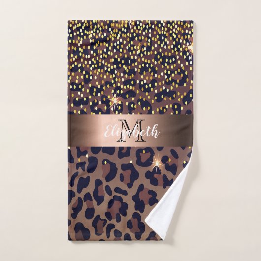 Loodpatroon van bruine zwarte gouden bronzen monog bad handdoek (Handdoek)