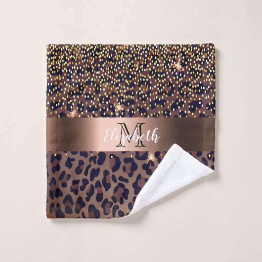 Loodpatroon van bruine zwarte gouden bronzen monog bad handdoek (Wasdoekje)