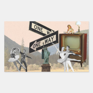 look Amerikaanse collage Rechthoekige Sticker