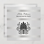  look Art Deco Plume Blk Wh SQ Bachelorette Kaart (Voorkant / Achterkant)