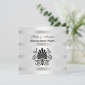 look Art Deco Plume Blk Whk Verloving Kaart (Staand voorkant)