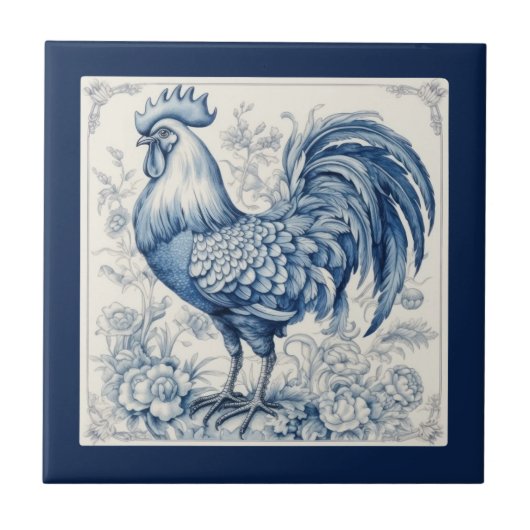 look Franse Toile Rooster Tegeltje (Voorkant)