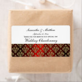 look Gold en Red Damask #3 Wijnlabel Etiket (Insitu)