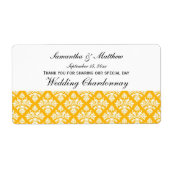 look Goldenrod & Wht Damask #3 Wijnlabel Etiket (Voorkant)