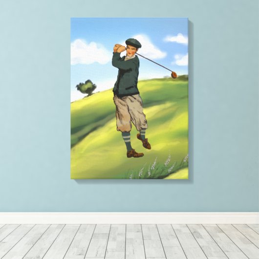  look Golfer Golf verpakt canvas print (Insitu (Houten vloer))