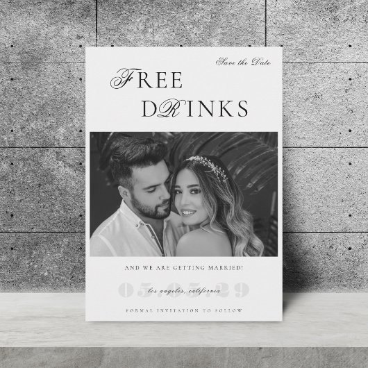  look gratis Drinken grappige humoristische bruilo Save The Date