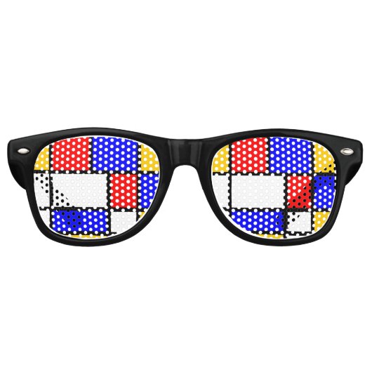 Look Modern Art Mondrian Retro Zonnebril (Voorkant)