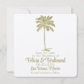 look palmbomen strand bestemming bruiloft save the date (Voorkant)