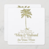 look palmbomen strand bestemming bruiloft save the date (Voorkant / Achterkant)