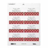 look rood & wit damask #3 wijnetiket etiket (Full Sheet)