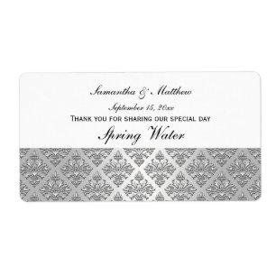 look Silver & White Damask #3 waterlabel Etiket