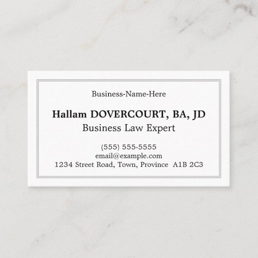 Look traditionnel, Carte de visite juridique profe (Devant)