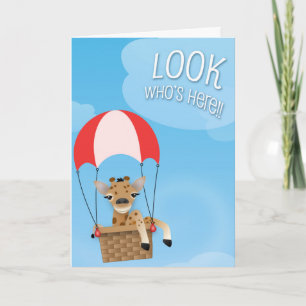 Look Who's Here Baby Giraffe Card Kaart