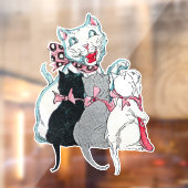  look Witte Kat Kittens Roze linten Bogen Raamsticker (Vel 2)