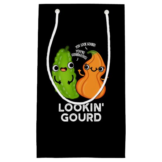 Lookin Gourd Funny Veggie Pun Dark BG Klein Cadeauzakje (Voorkant)