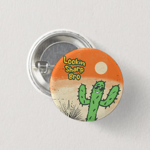 Lookin Sharp Bro Retro  Desert Vibes Cactus Ronde Button 3,2 Cm