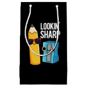 Lookin Sharp Funny Pencil Pun Dark BG Klein Cadeauzakje (Voorkant)