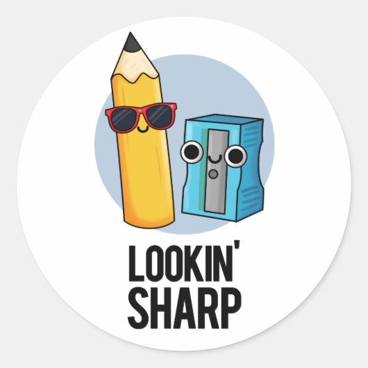 Lookin Sharp Funny Pencil Ronde Sticker (Voorkant)