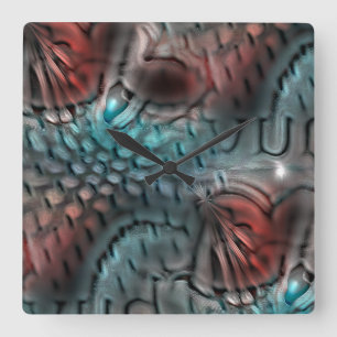 Looking like reptile skin through hammered glass vierkante klok