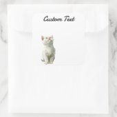 Looking Up Cat -3 | Personalized Custom Text Vierkante Sticker (Tas)